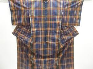 格子織り出し米沢紬着物アンサンブル